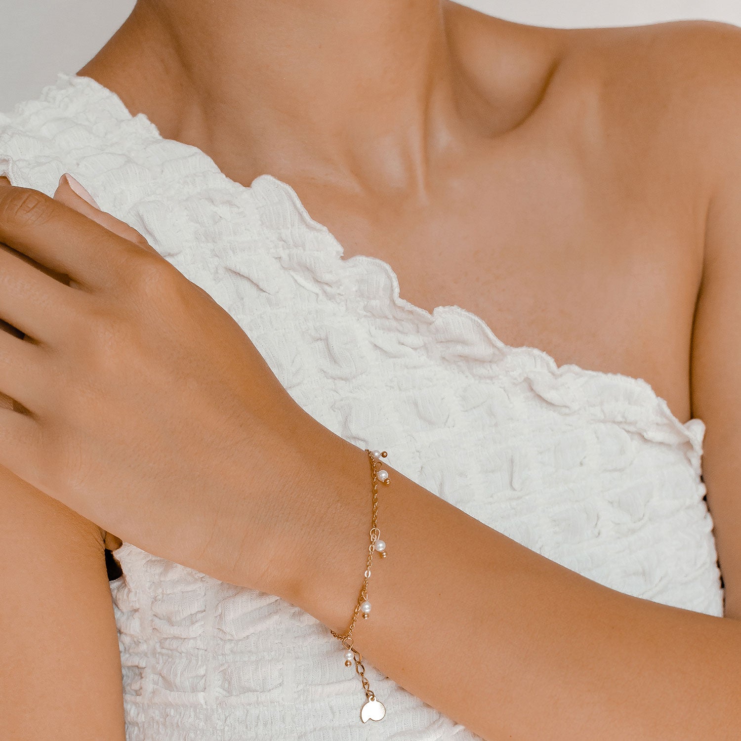 Brazalete Cadena Perla Cinque en Oro