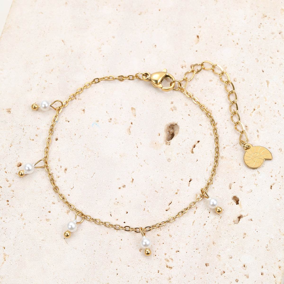 Brazalete Cadena Perla Cinque en Oro