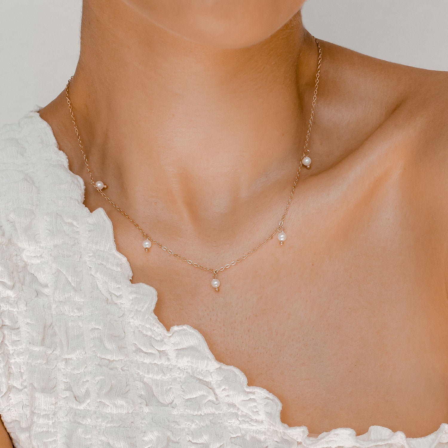 Collar Cadena Perla Cinque en Oro Rosa