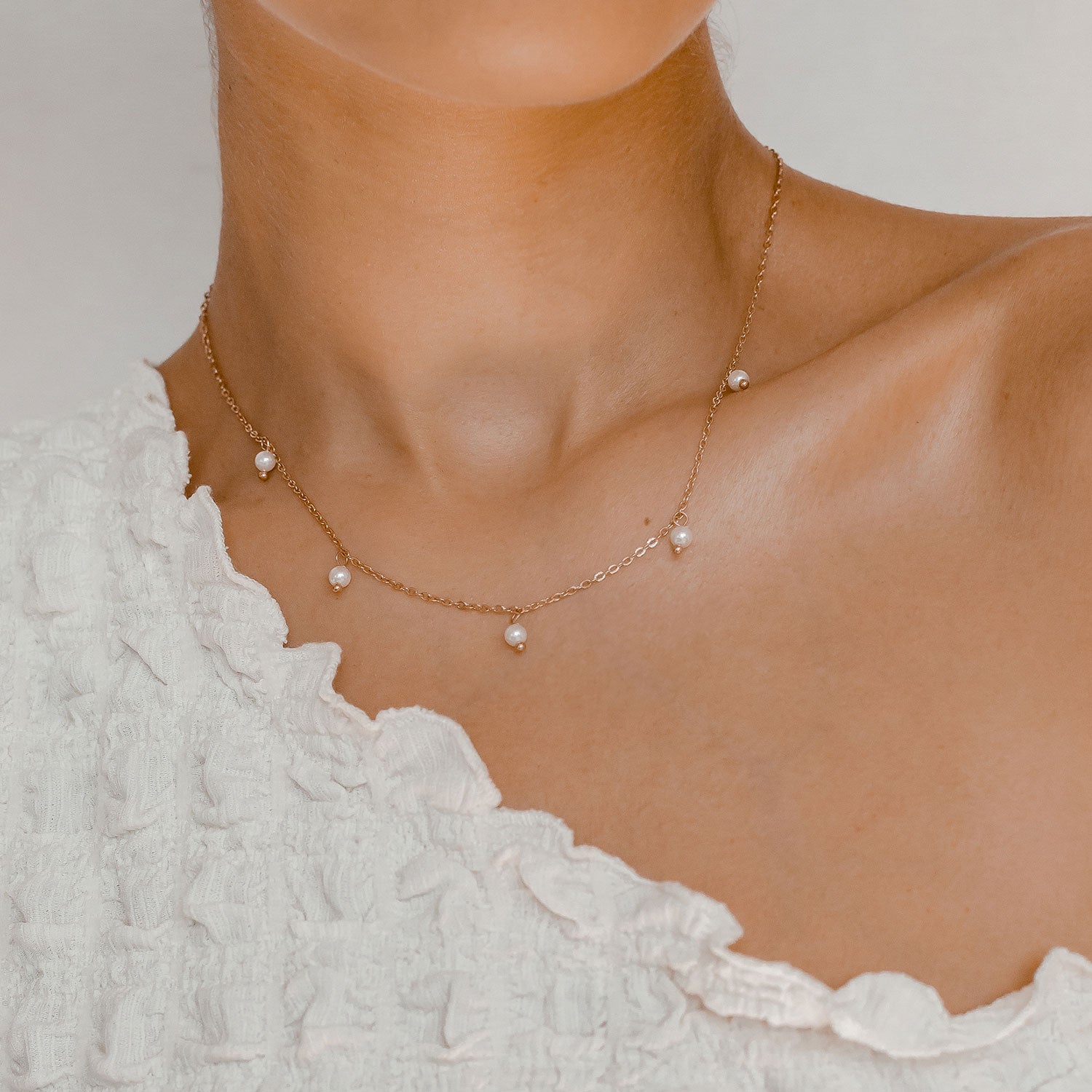 Collar Cadena Perla Cinque en Oro Rosa