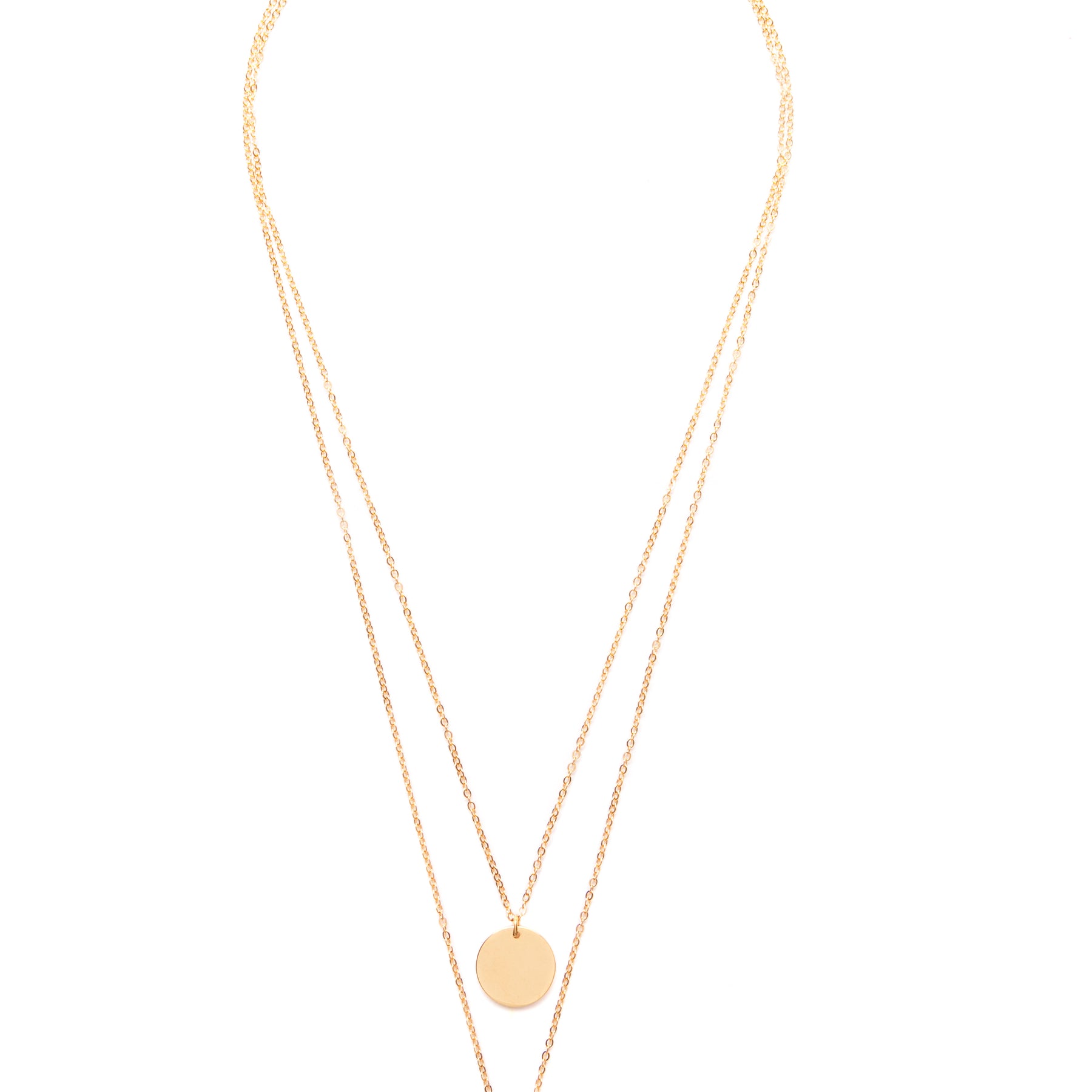 Circle Layered Necklace Gold