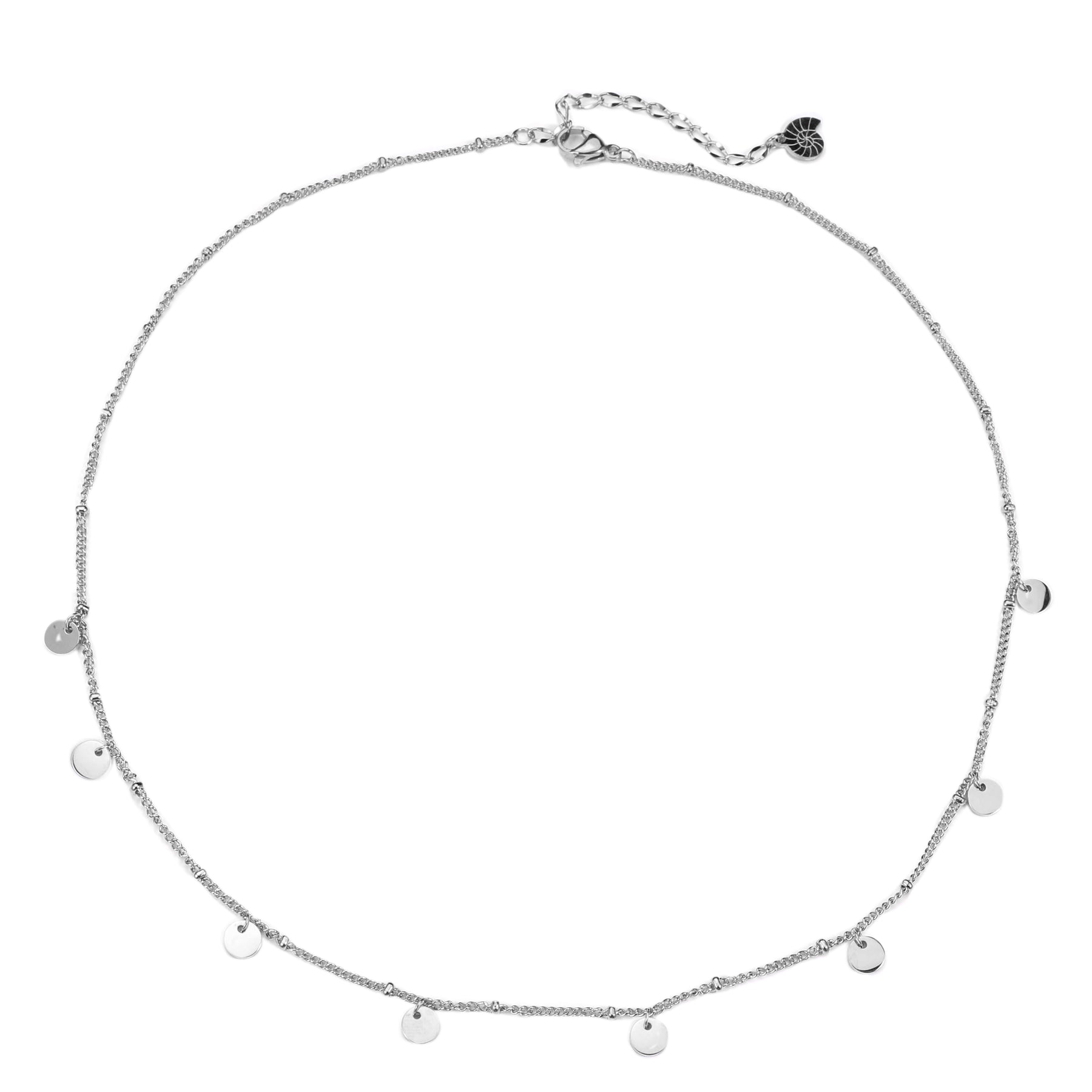 Collar de Cadena con Bolitas y Círculos en Plata