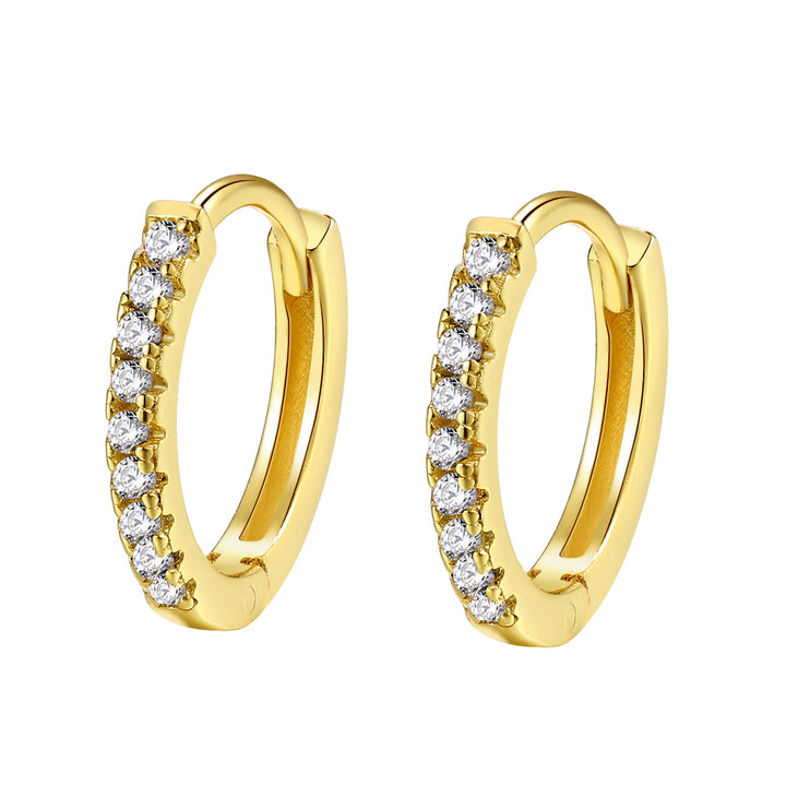 Pendientes Huggie Piedra Clara Plata de Ley 925 en Oro