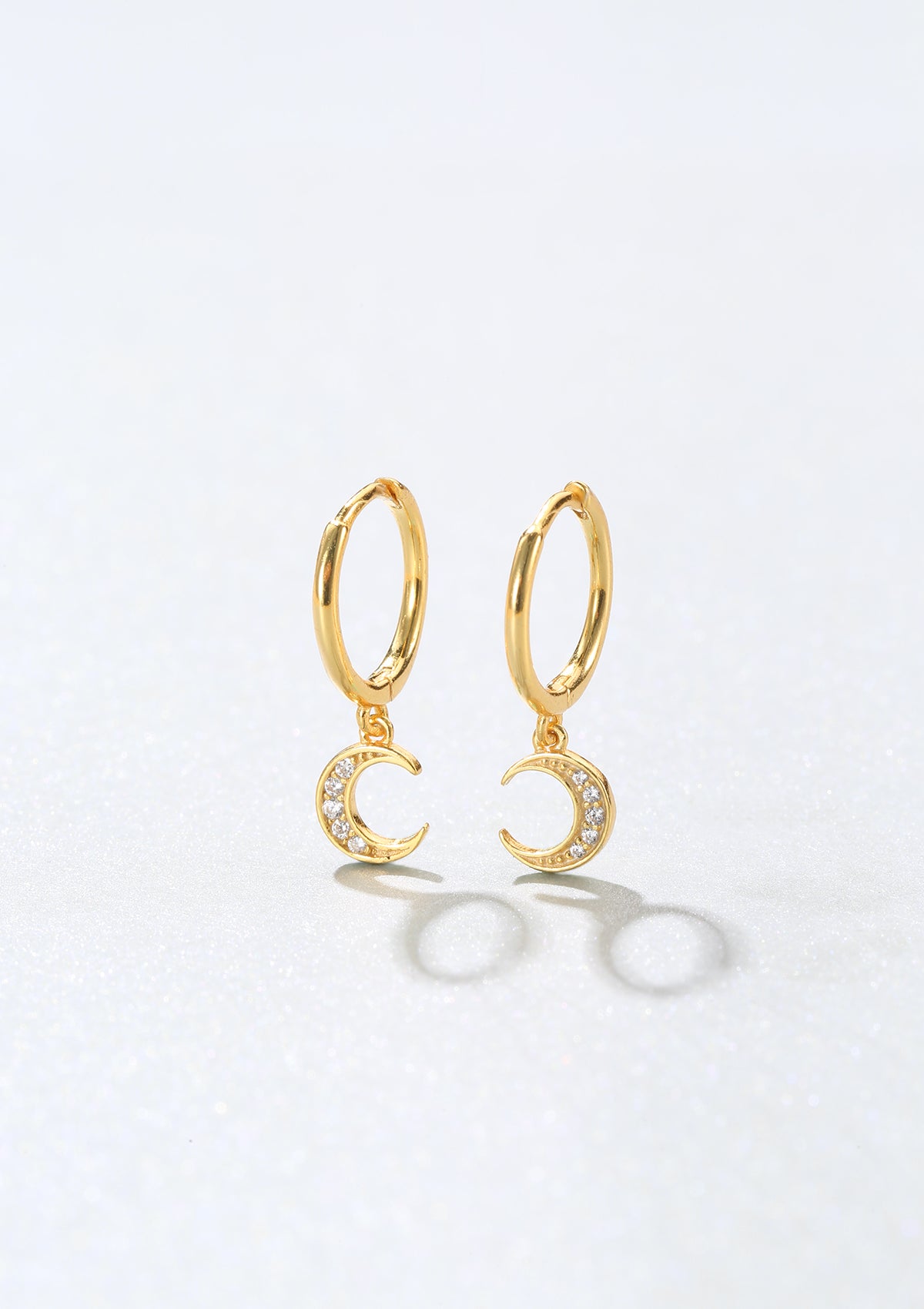 Crescent Moon Huggie Earrings Sterling Silver Gold