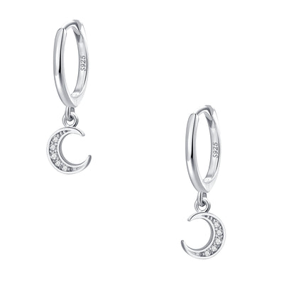 Crescent Moon Huggie Earrings Sterling Silver