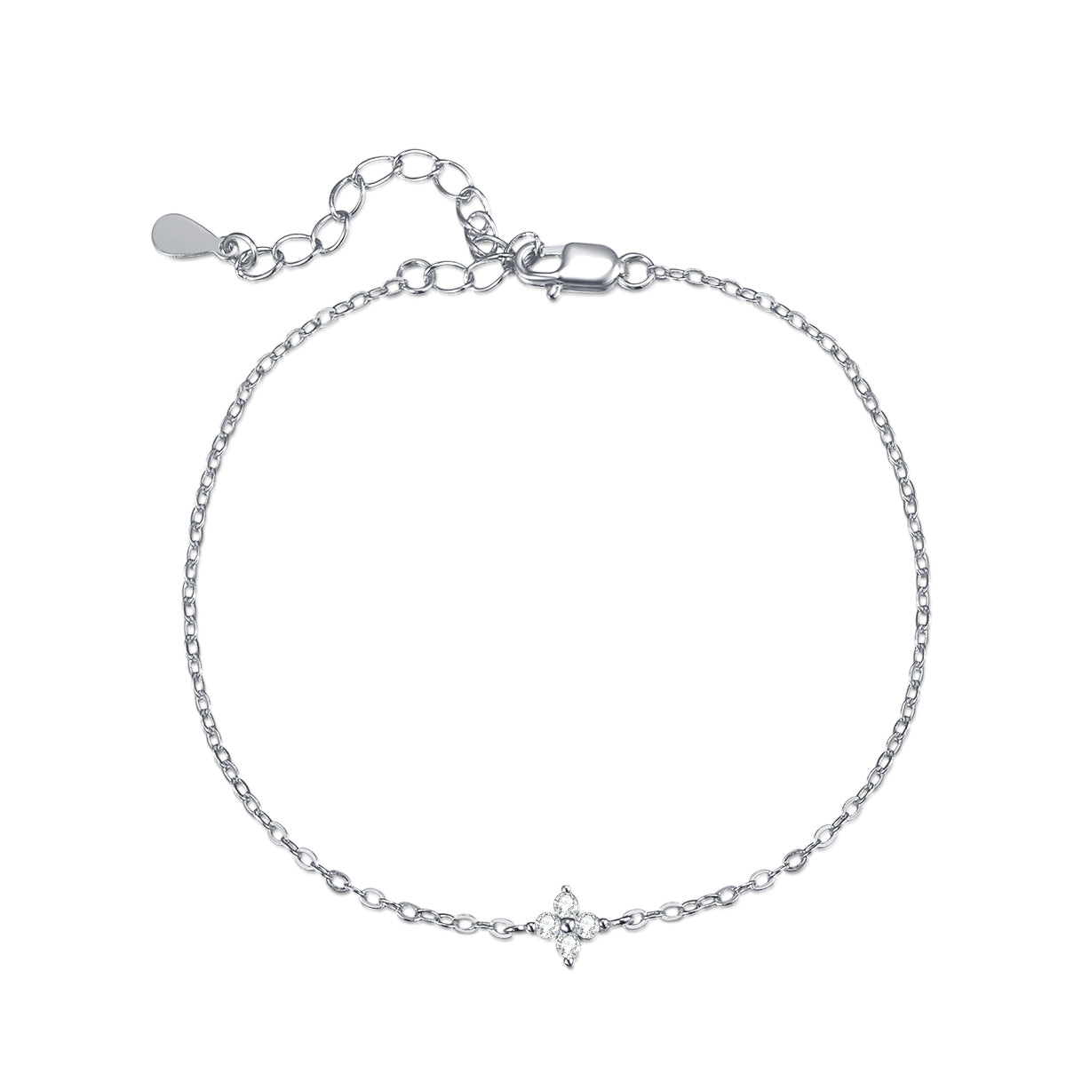 Bracelet chaîne pendentif marguerite en argent sterling