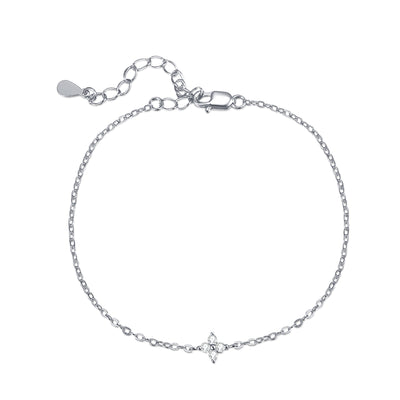 Bracelet chaîne pendentif marguerite en argent sterling