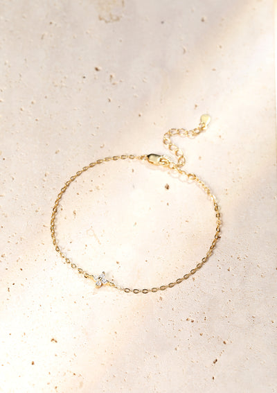 Bracelet chaîne pendentif marguerite en argent sterling or
