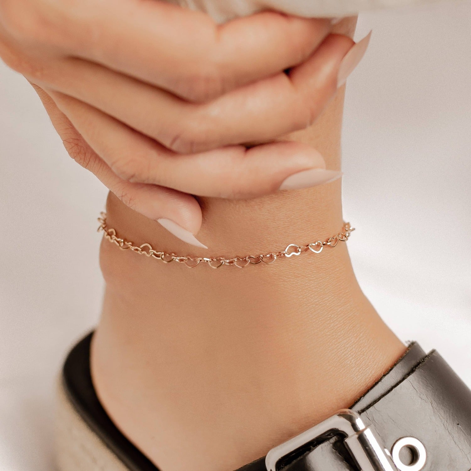 Delicate Heart Chain Anklet Waterproof