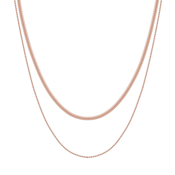 Délicat Collier Multi Rangs Chaîne Serpent en Or Rose