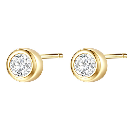 Diamond Bezel Stud Earrings Sterling Silver