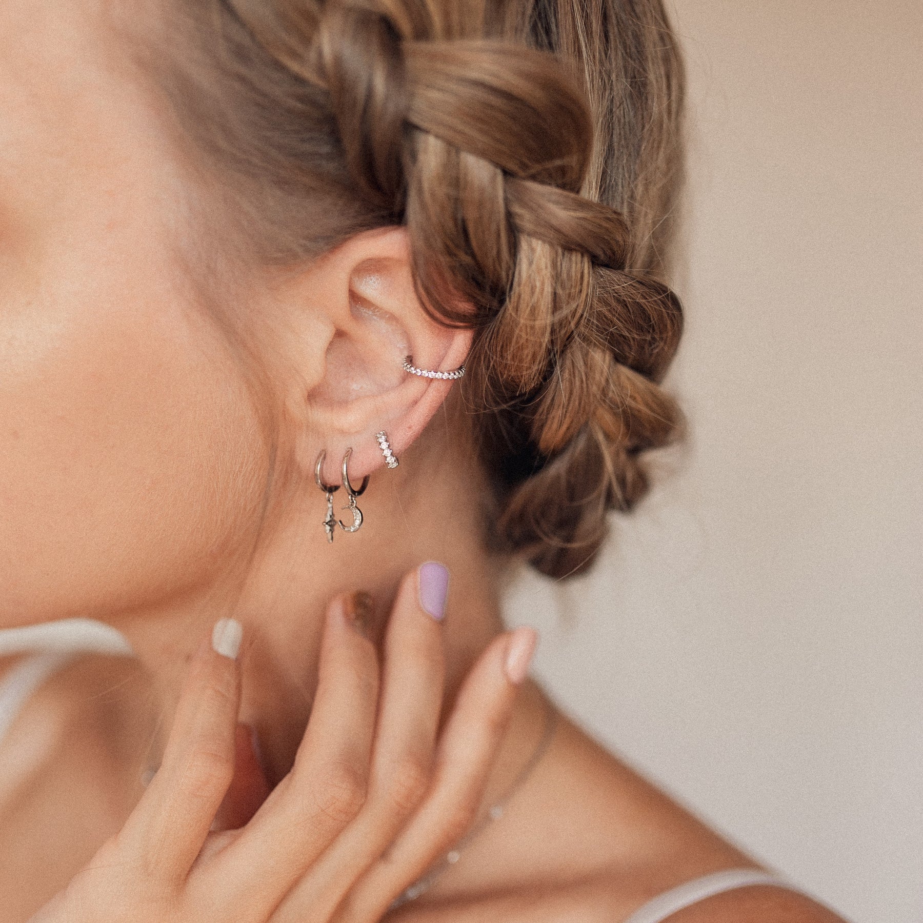 Pendientes Ear Cuff de Diamante Plata de Ley 925