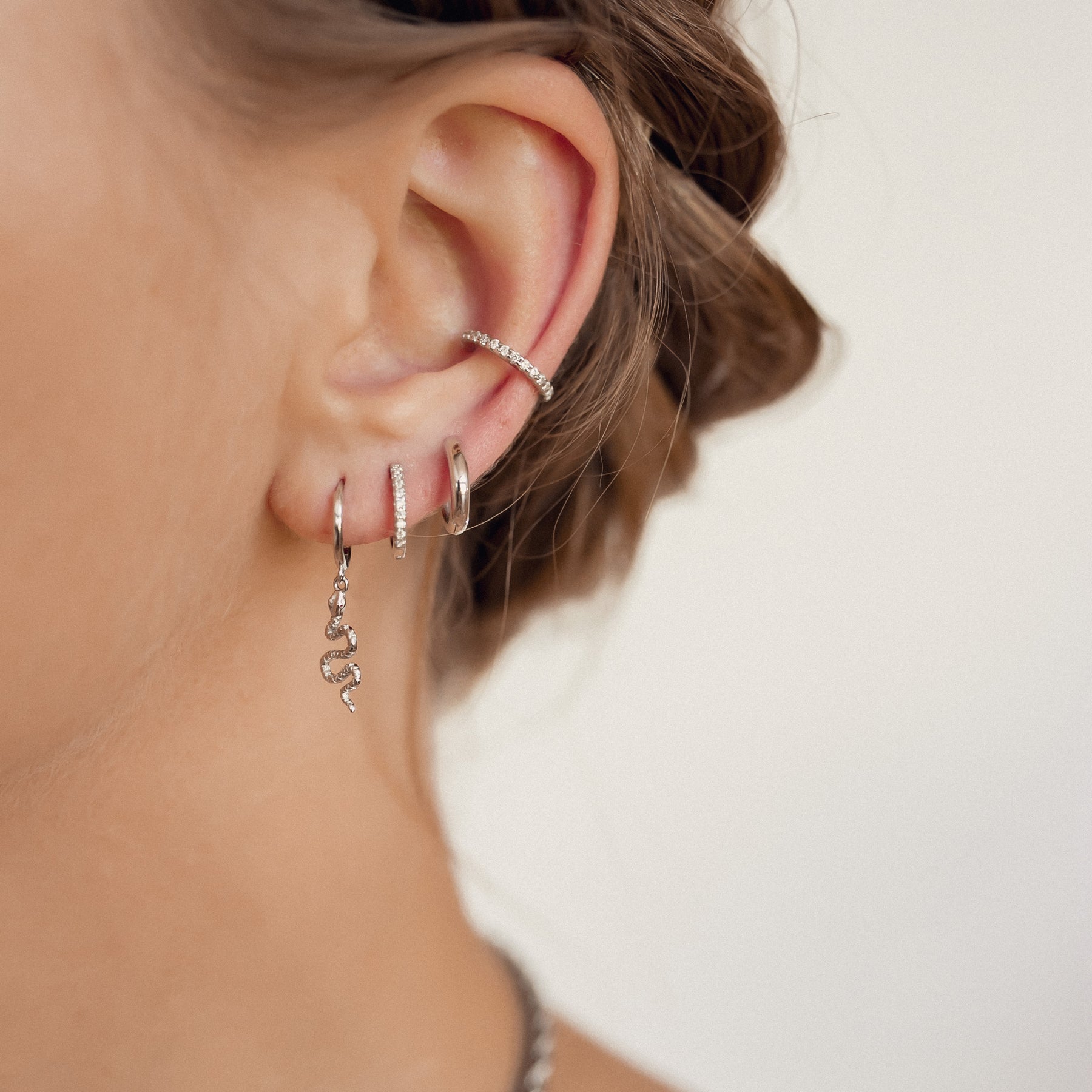 Pendientes Ear Cuff de Diamante Plata de Ley 925