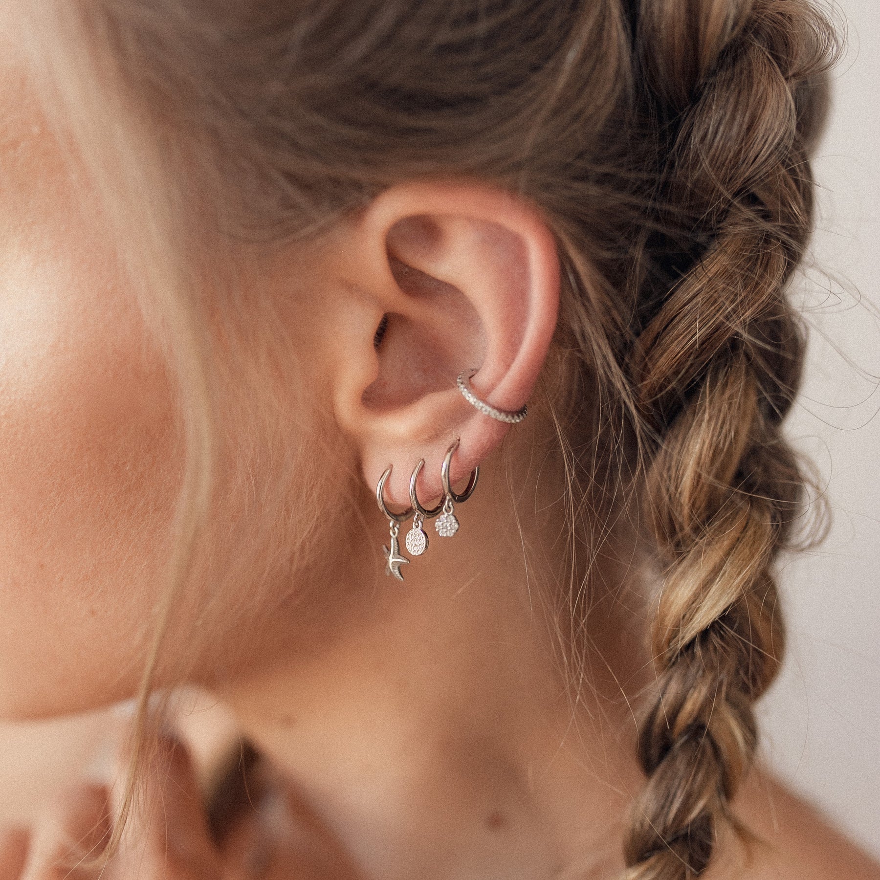 Pendientes Ear Cuff de Diamante Plata de Ley 925