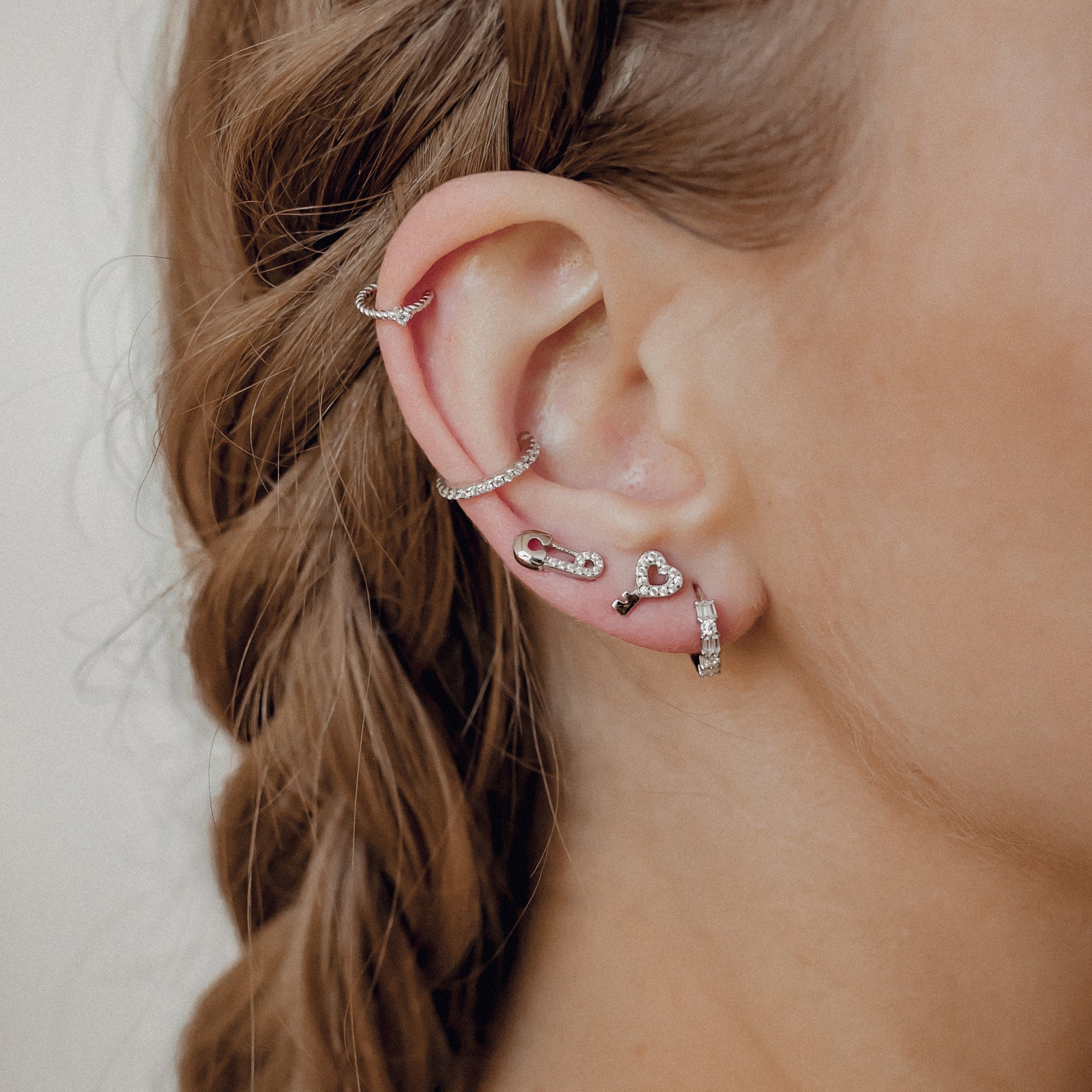 Pendientes Ear Cuff de Diamante Plata de Ley 925