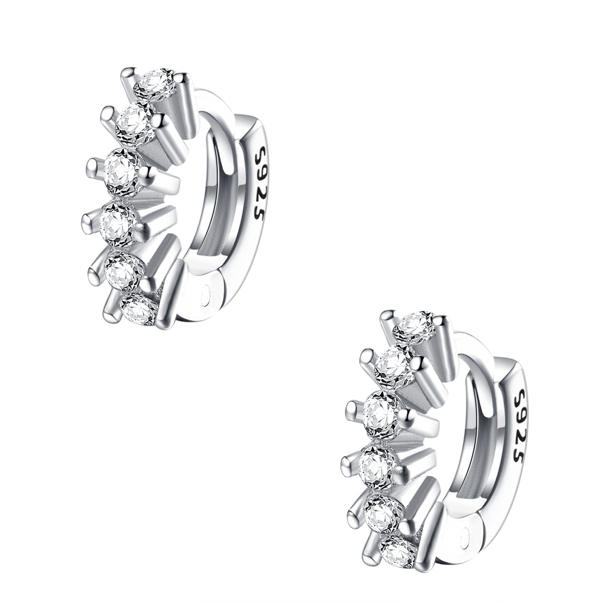 Boucles d'Oreilles Helix Diamant en Argent Massif