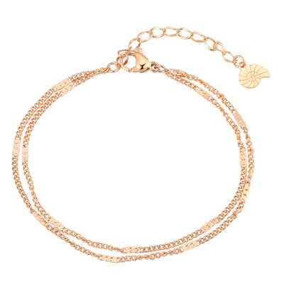Double Curb Chain Bracelet Rose Gold