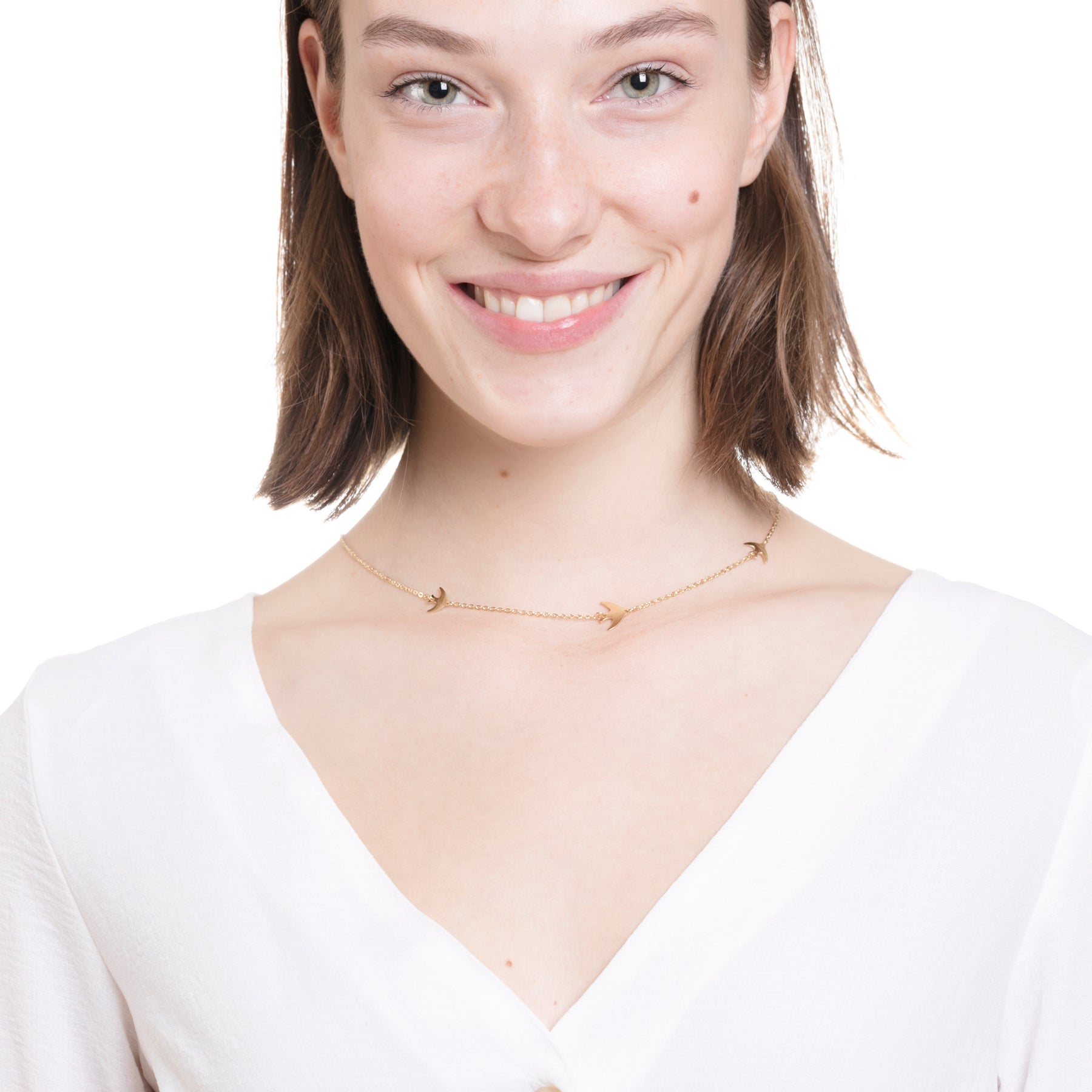 Collar con Pájaros en Vuelo en Oro