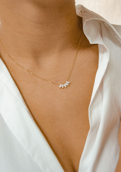 Gemstone Blossom Necklace Sterling Silver Gold