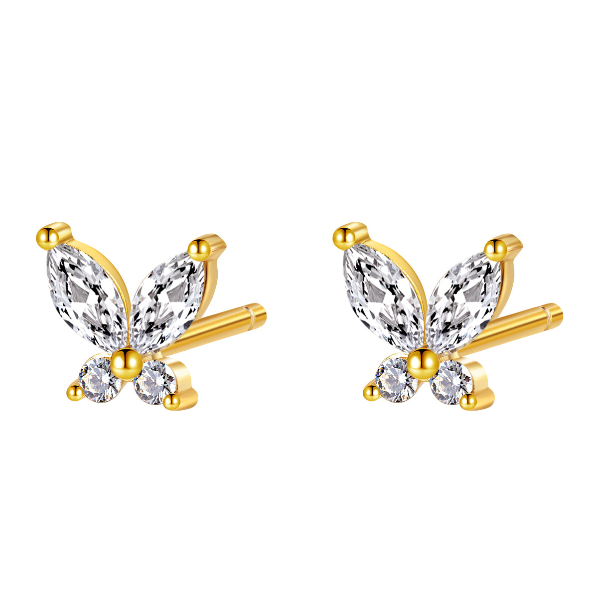 Gemstone Butterfly Earrings Sterling Silver Gold