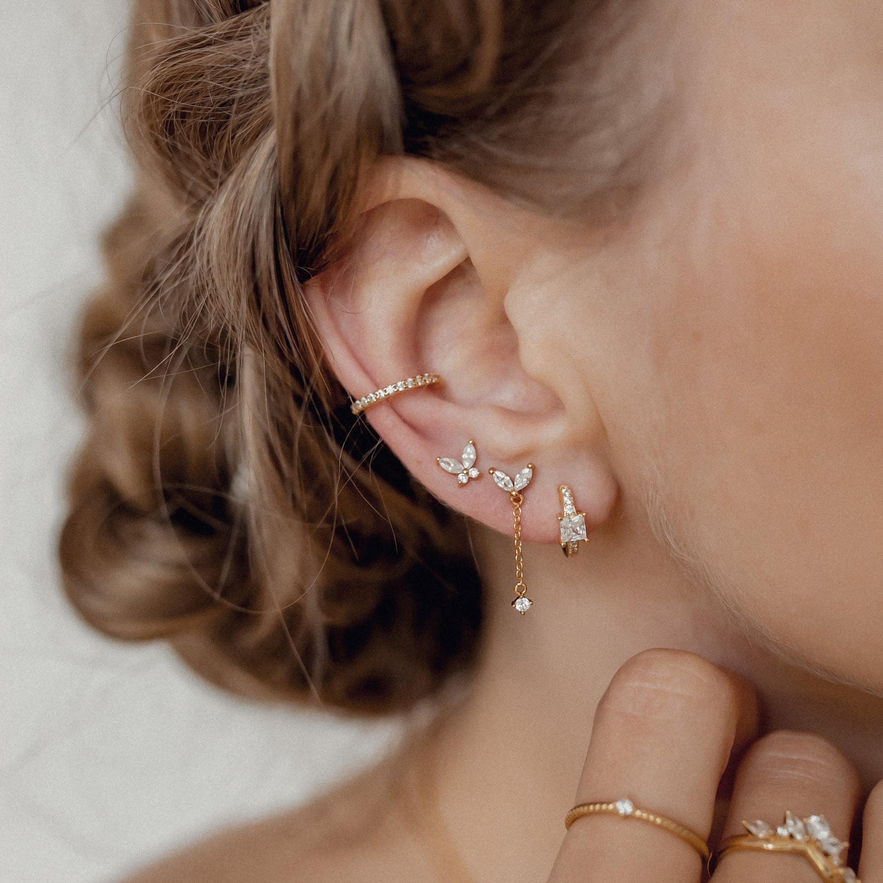 Pendientes con Mariposa de Gema Plata de Ley 925 en Oro