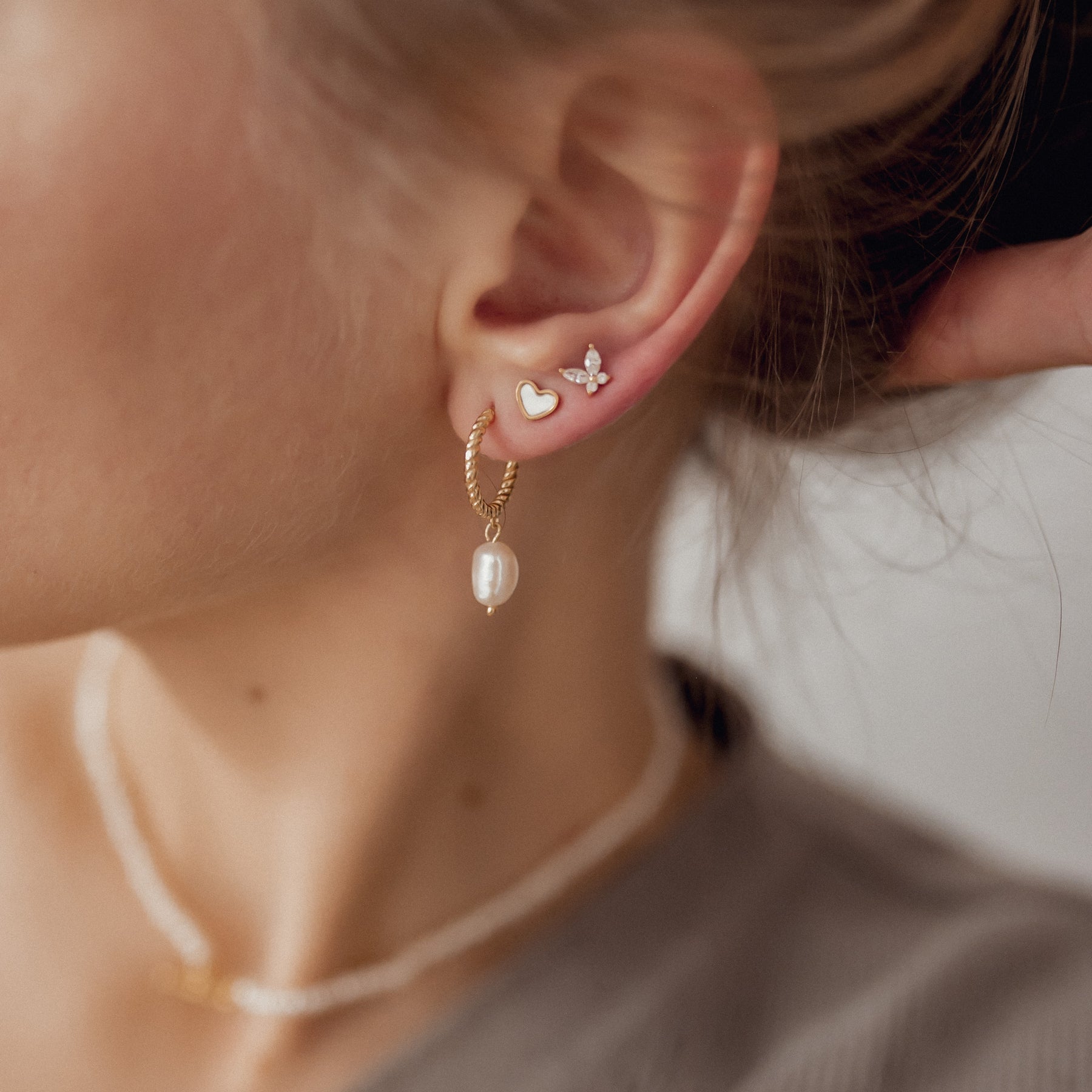 Pendientes con Mariposa de Gema Plata de Ley 925 en Oro