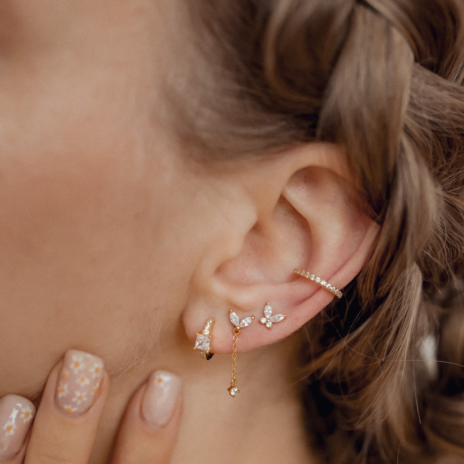 Pendientes con Mariposa de Gema Plata de Ley 925 en Oro