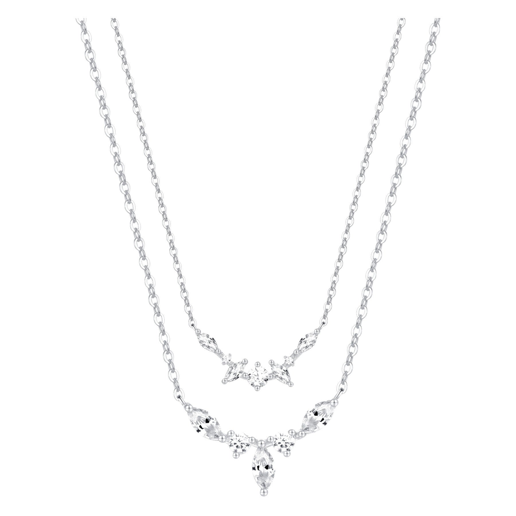 Gemstone Crown Layering Necklaces Set Sterling Silver
