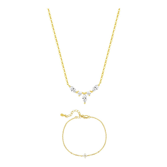 Gemstone Crown Necklace and Bracelet Set Sterling Silver