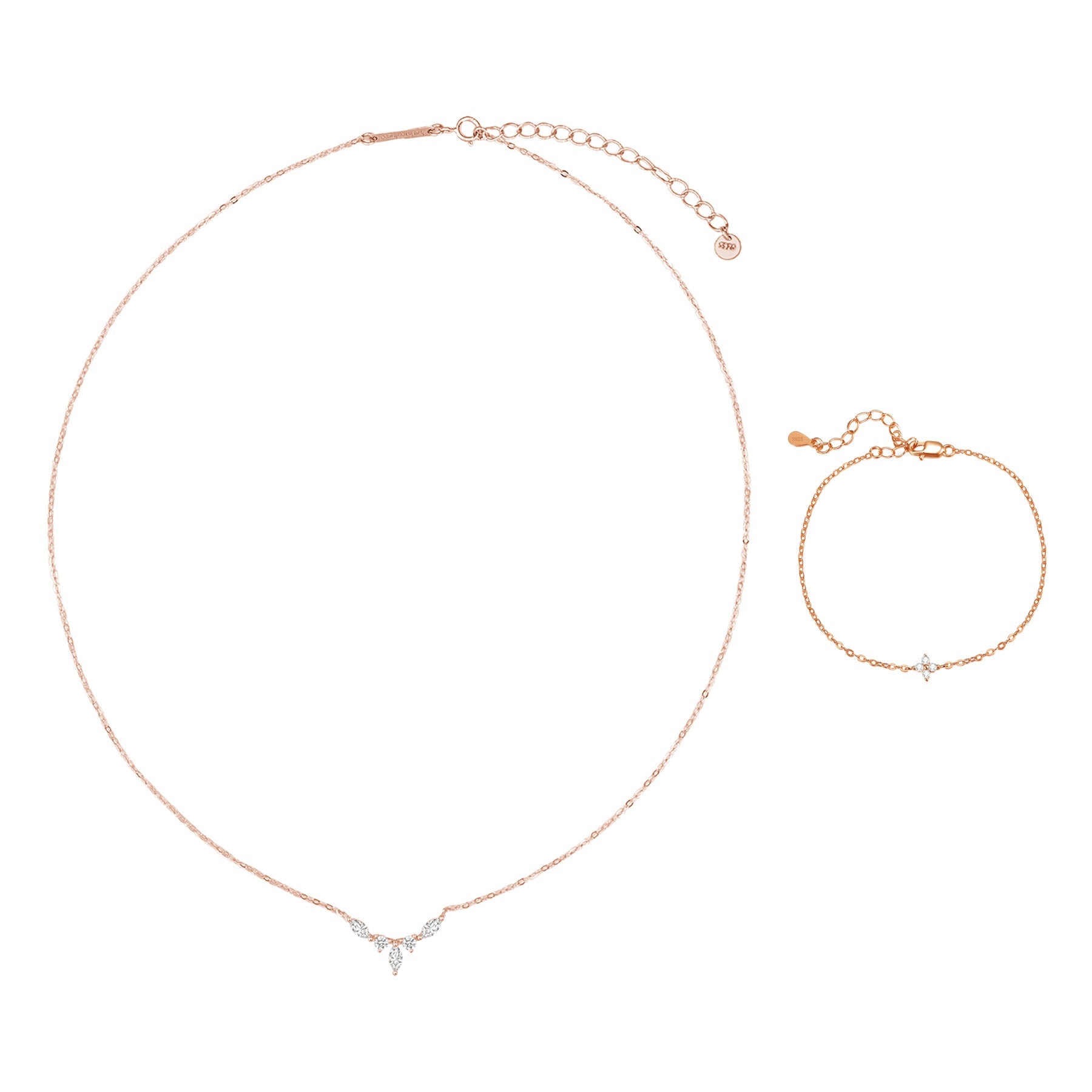 Gemstone Crown Necklace and Bracelet Set Sterling Silver
