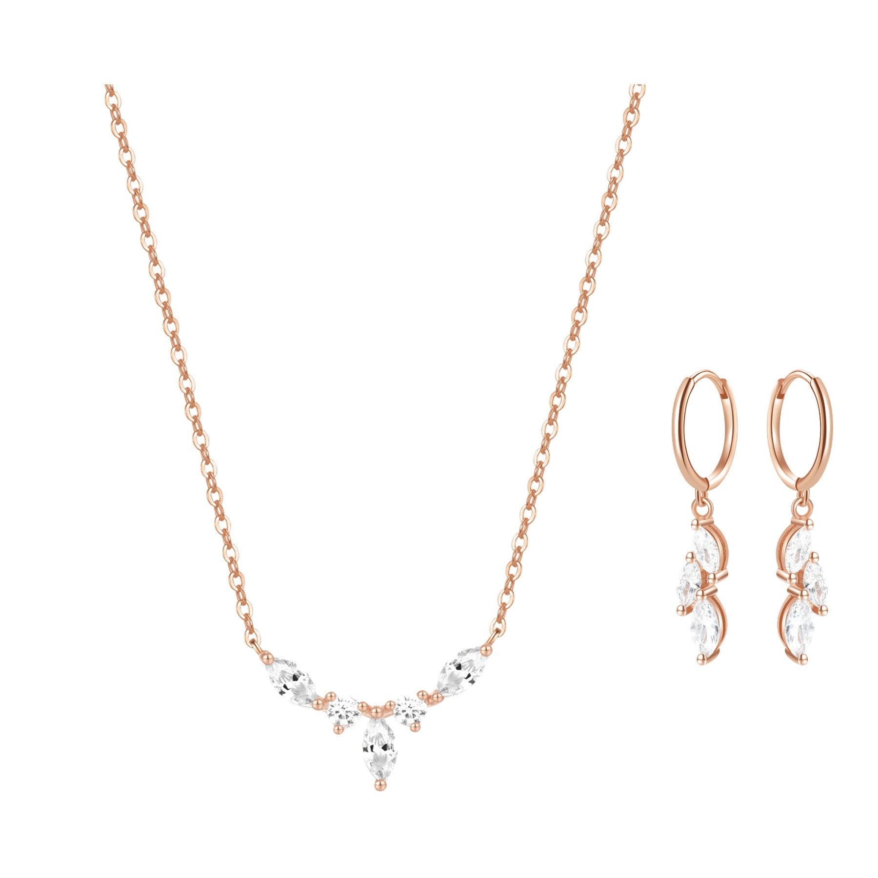 Gemstone Crown Necklace and Earrings Set Sterling Silver