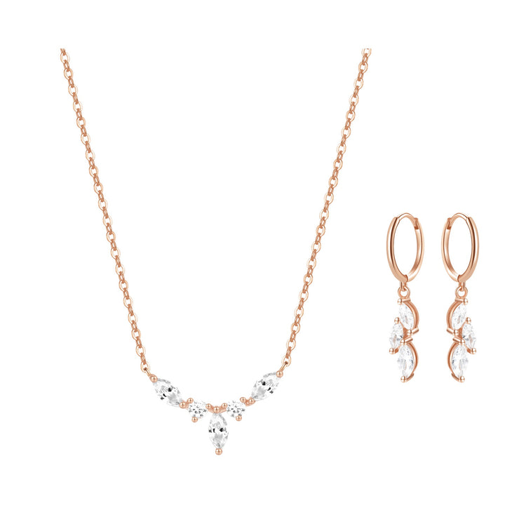 Gemstone Crown Necklace and Earrings Set Sterling Silver