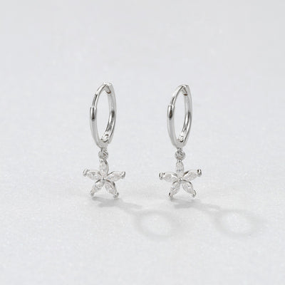 Gemstone Daisy Huggie Earrings Sterling Silver