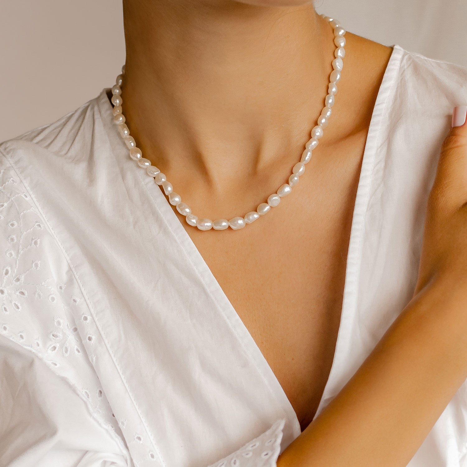 Collier Perle Grace Argent Sterling en Or