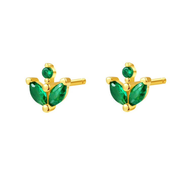 Pendientes Botón Luciérnaga Gema Verde Plata de Ley 925