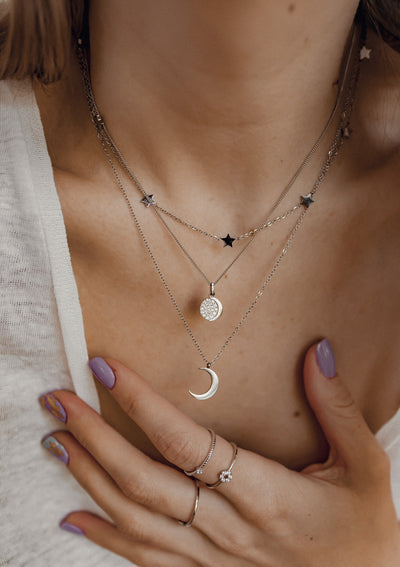 Half Moon Delicate Necklace Silver