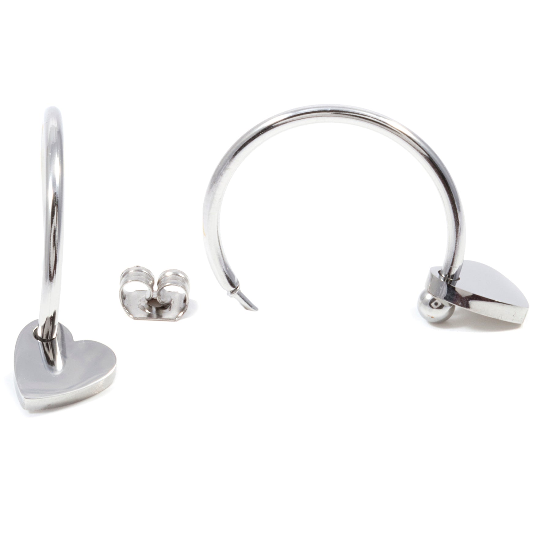 Creolen mit Herzanhänger in Silber