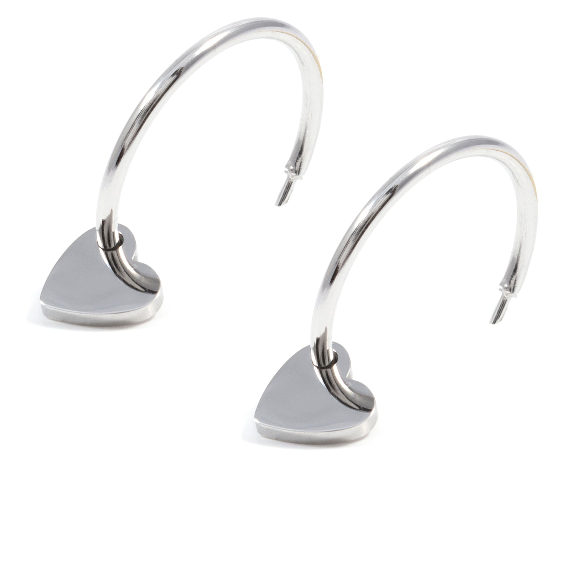 Creolen mit Herzanhänger in Silber
