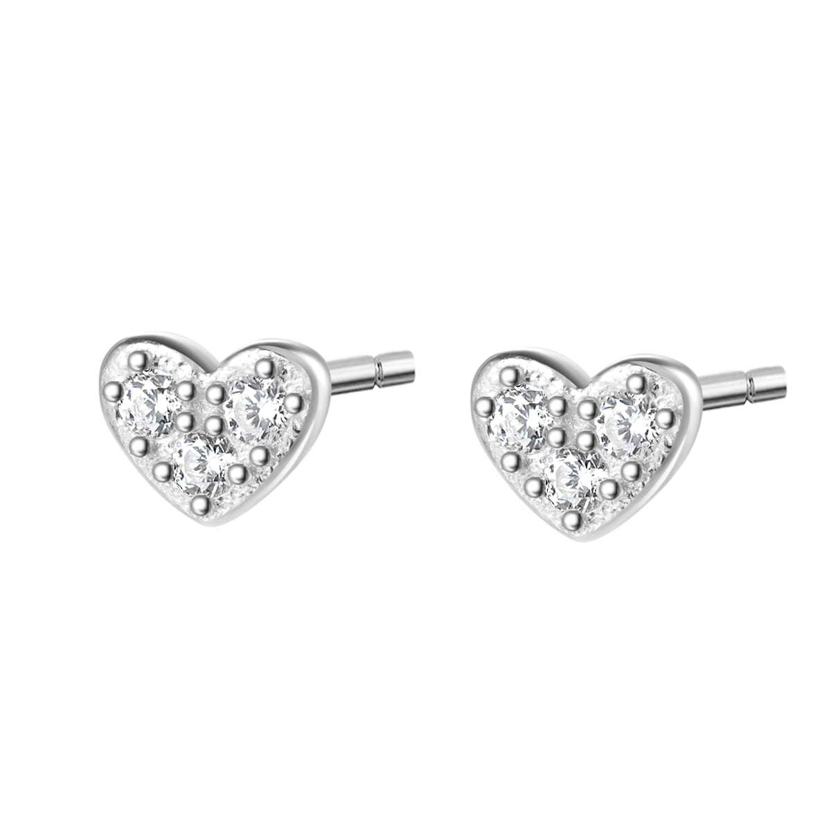 Heart Stud Earrings Sterling Silver