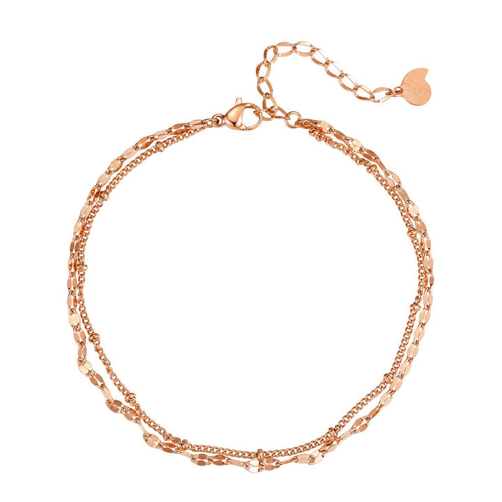 Panzer und Satellite Zweireihige Fußkette Rosegold
