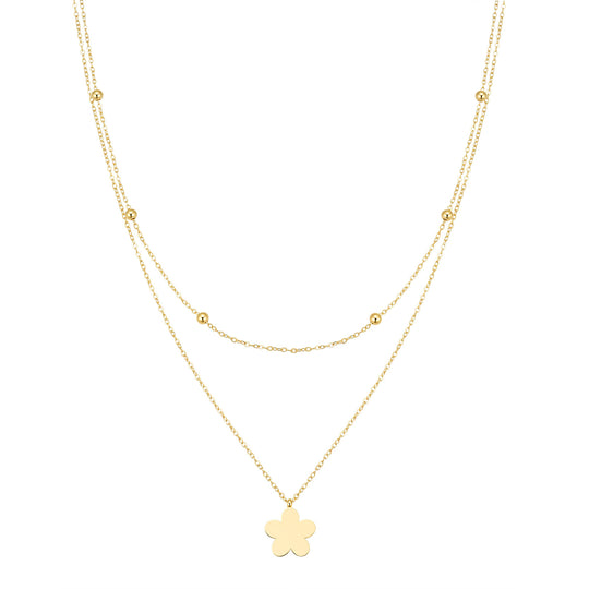 Layered Satellite Flower Necklace Waterproof