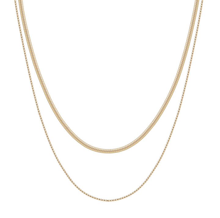 Collar a Capas Delicado de Cadena Serpiente en Oro