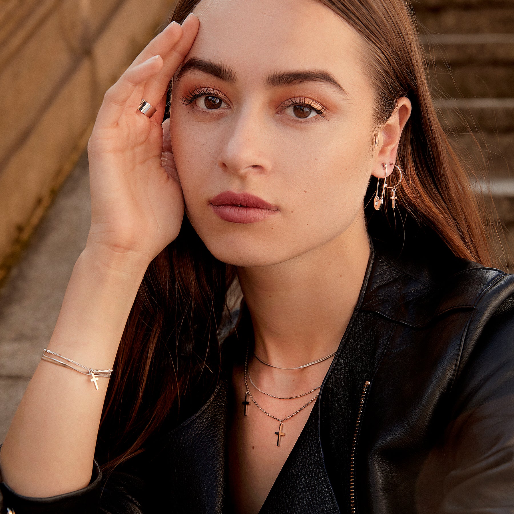 Délicat Collier Multi Rangs Chaîne Serpent en Argent