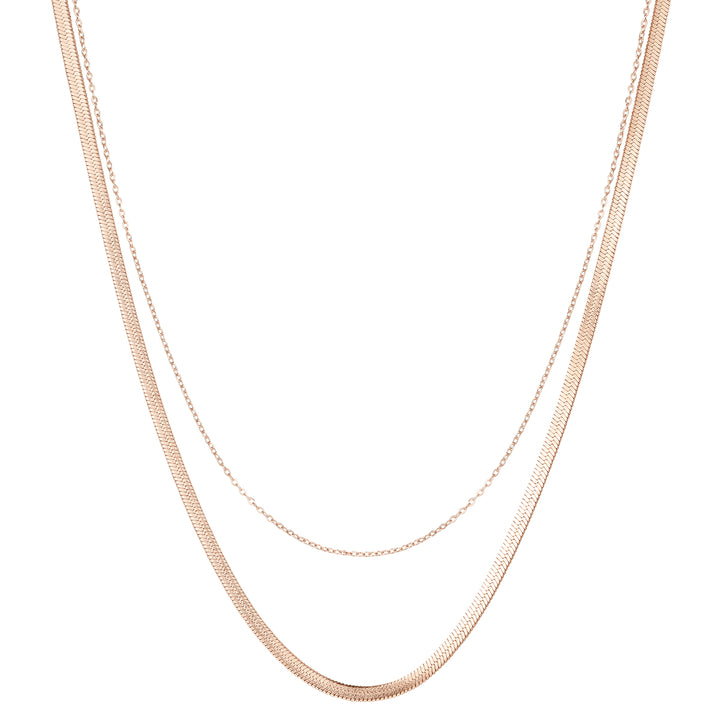 Mix von Schlangenkette und Kabelkette in Rosegold