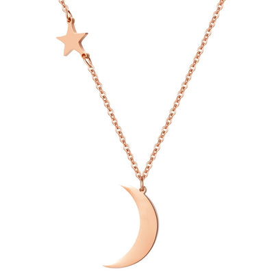 Collar Luna y Estrella en Oro Rosa