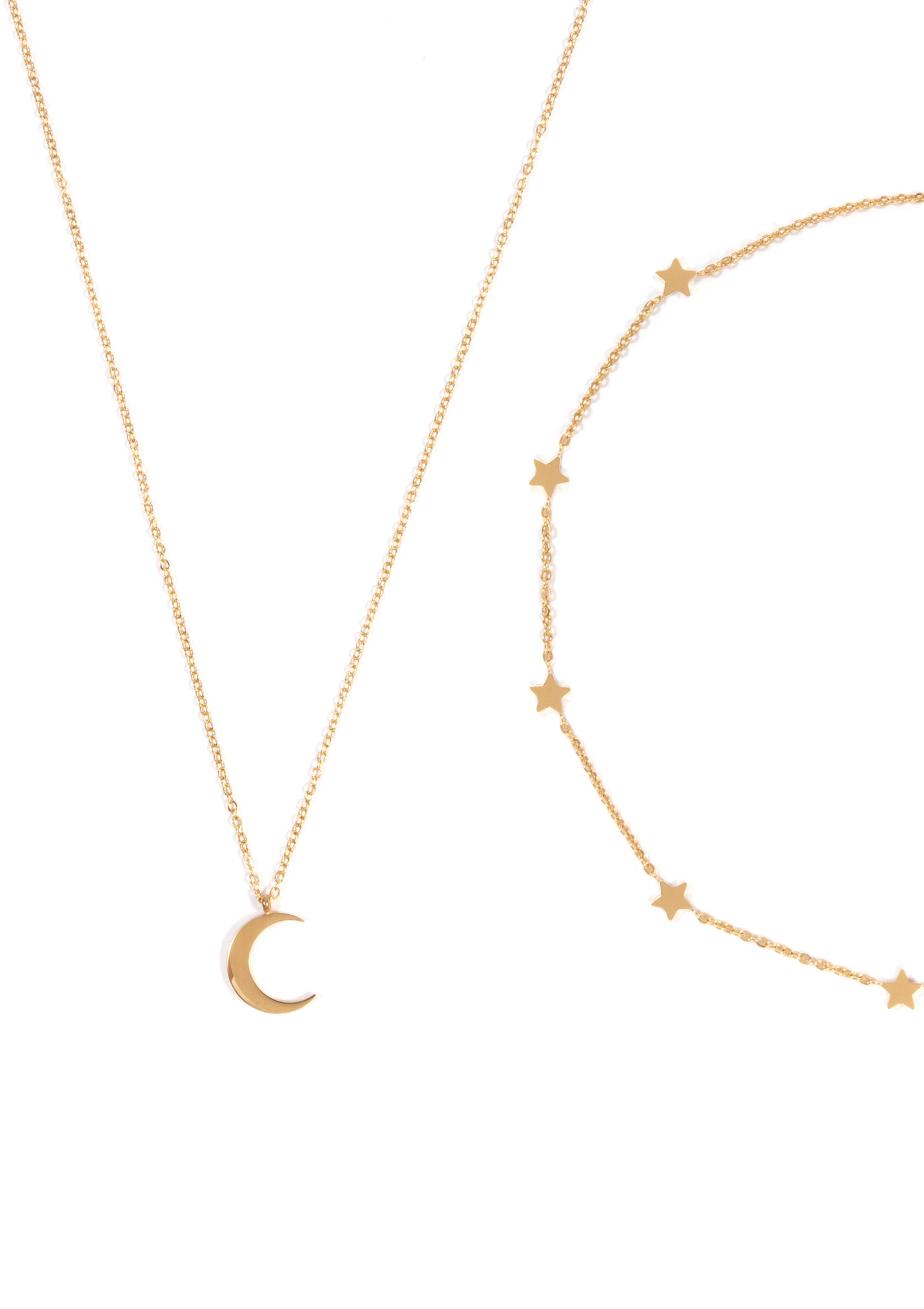 Conjunto Collar Estrella y Luna en Oro