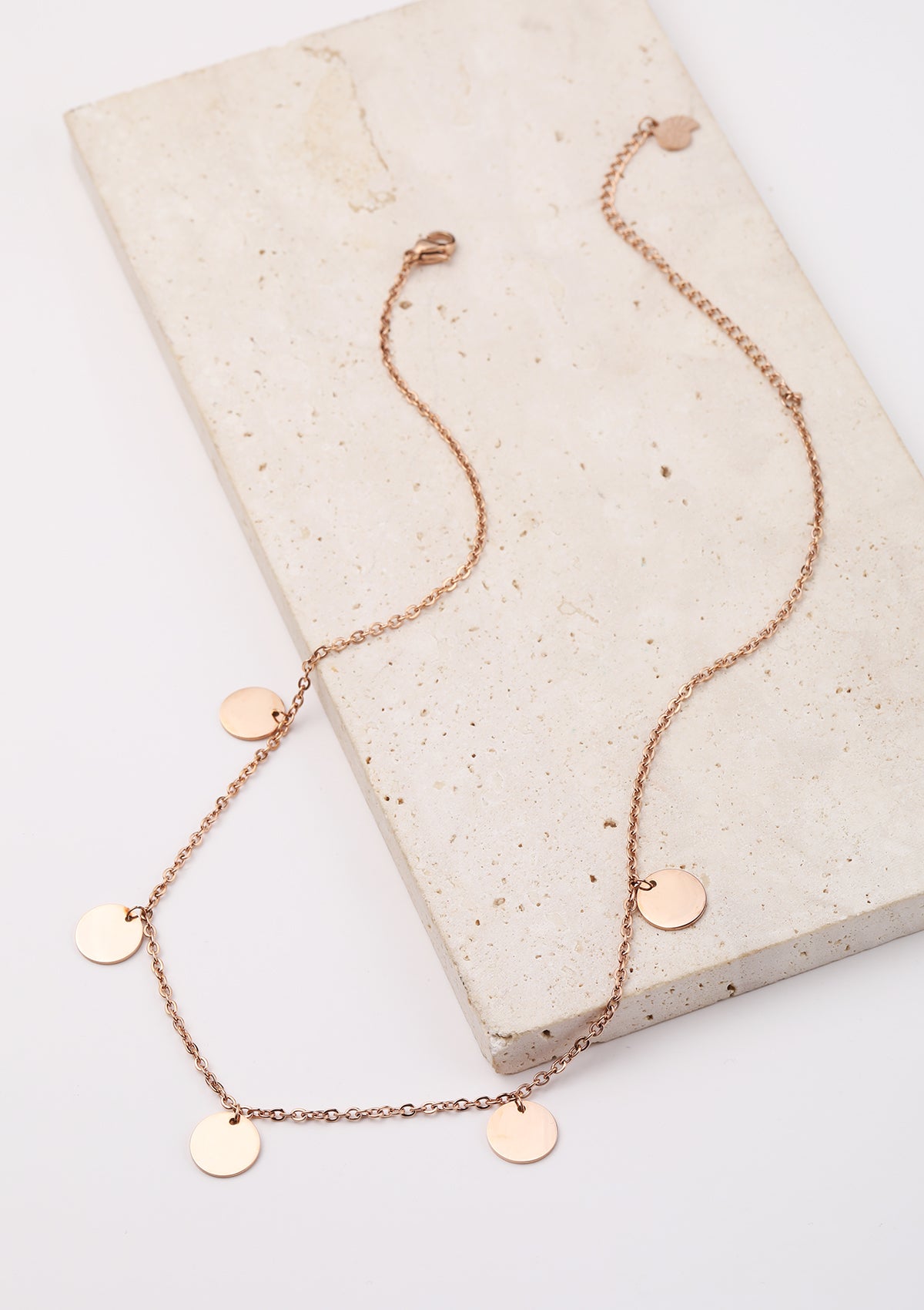 Kette mit Plättchen "Happiness" in Roségold
