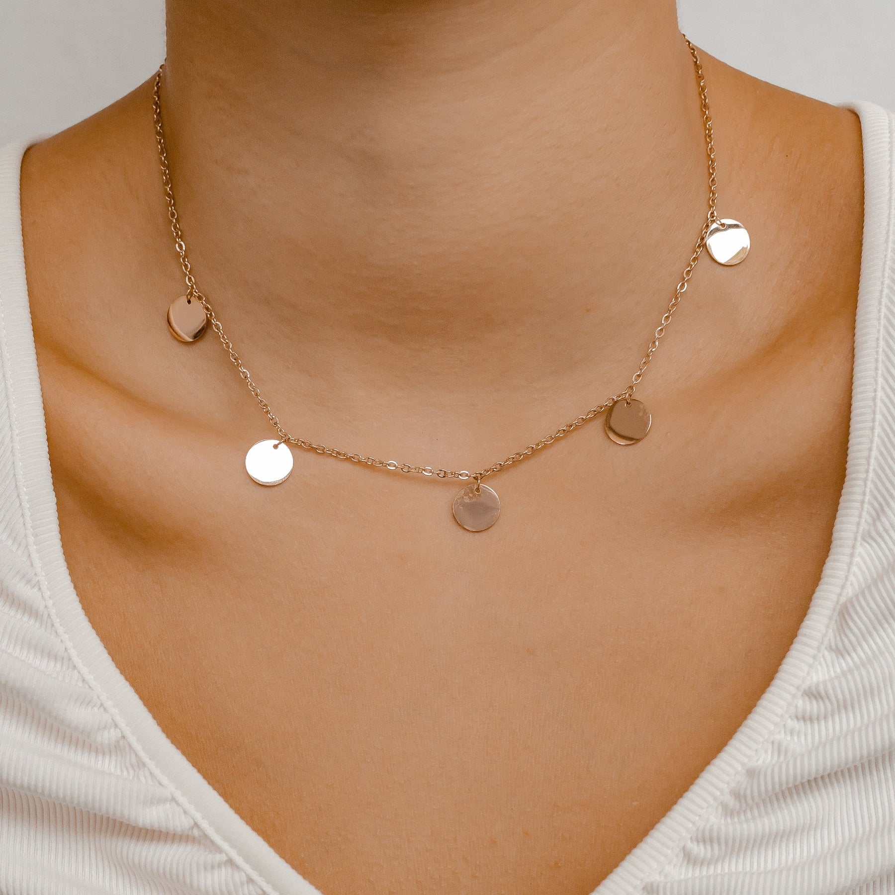 Kette mit Plättchen "Happiness" in Roségold