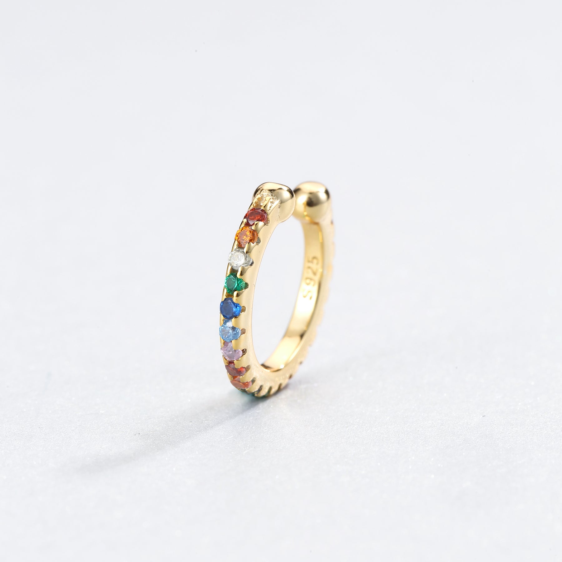Ear Cuff Ohrring mit Bunten Strasssteinen Sterlingsilber mit Goldüberzug