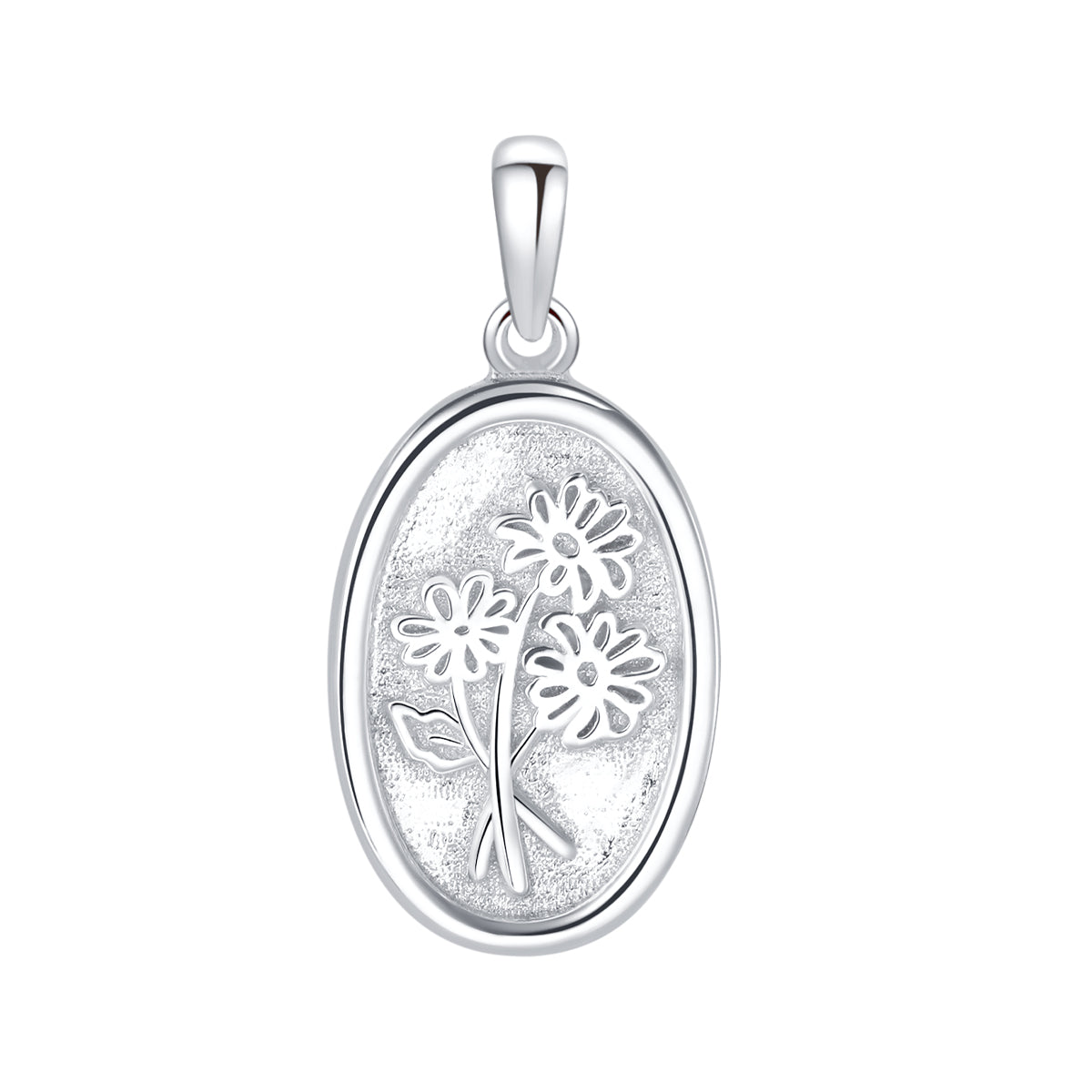 Collier Pendentif Marguerite Ovale Argent Sterling